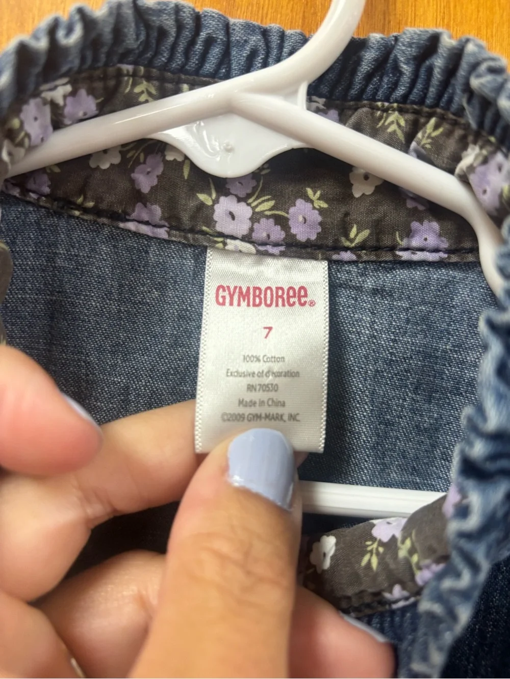 Gymboree Dark Blue Denim Dress with Floral Embroidered Belt